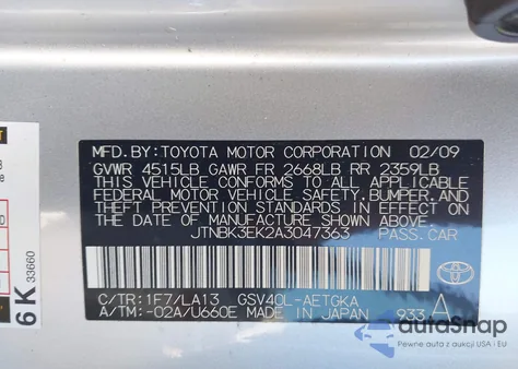 2010 Toyota Camry Xle V6 from USA, damaged, VIN JTNBK3EK2A3047363